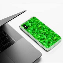 Чехол iPhone XS Max матовый Зелёные листья - текстура, цвет: 3D-салатовый — фото 2