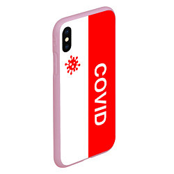 Чехол iPhone XS Max матовый COVID - ВИРУС, цвет: 3D-розовый — фото 2