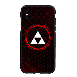 Чехол iPhone XS Max матовый Символ Zelda и краска вокруг на темном фоне, цвет: 3D-черный