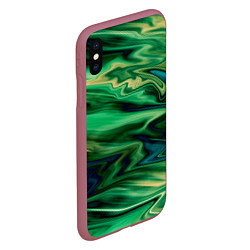 Чехол iPhone XS Max матовый Абстрактный узор в зеленых тонах, цвет: 3D-малиновый — фото 2