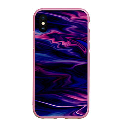 Чехол iPhone XS Max матовый Фиолетово-розовый абстрактный узор, цвет: 3D-розовый