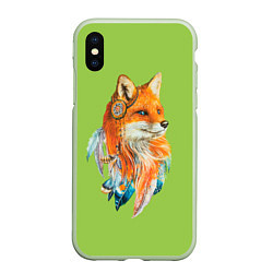 Чехол iPhone XS Max матовый Fox patrikeevna, цвет: 3D-салатовый