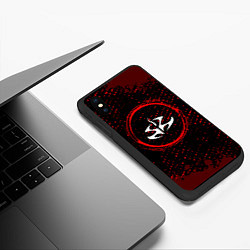 Чехол iPhone XS Max матовый Символ Hitman и краска вокруг на темном фоне, цвет: 3D-черный — фото 2