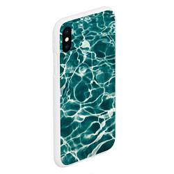 Чехол iPhone XS Max матовый Абстрактные волны в воде - Тёмно-зелёный, цвет: 3D-белый — фото 2