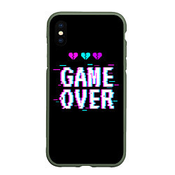 Чехол iPhone XS Max матовый Game Over Pixels, цвет: 3D-темно-зеленый