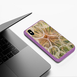 Чехол iPhone XS Max матовый Абстрактное множество лепестков - Светло-жёлтый, цвет: 3D-фиолетовый — фото 2