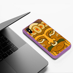 Чехол iPhone XS Max матовый Polynesian tiki CALM, цвет: 3D-фиолетовый — фото 2