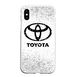 Чехол iPhone XS Max матовый Toyota с потертостями на светлом фоне, цвет: 3D-белый