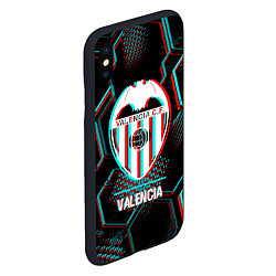 Чехол iPhone XS Max матовый Valencia FC в стиле glitch на темном фоне, цвет: 3D-черный — фото 2