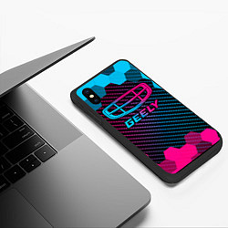 Чехол iPhone XS Max матовый Geely - neon gradient, цвет: 3D-черный — фото 2