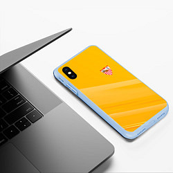Чехол iPhone XS Max матовый Sevilla желтая абстракция, цвет: 3D-голубой — фото 2