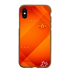 Чехол iPhone XS Max матовый Manchester united Абстракция спорт, цвет: 3D-коричневый
