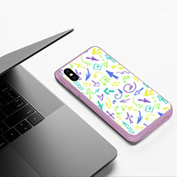 Чехол iPhone XS Max матовый Паттерн из разноцветных стрелочек, цвет: 3D-сиреневый — фото 2