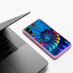 Чехол iPhone XS Max матовый Фрактальная спираль, цвет: 3D-розовый — фото 2