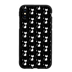 Чехол iPhone XS Max матовый Чёрные Коты С Клубками Шерсти, цвет: 3D-черный