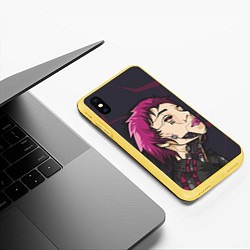 Чехол iPhone XS Max матовый Голова девушки-кибера, цвет: 3D-желтый — фото 2