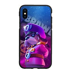 Чехол iPhone XS Max матовый Галактический генерал Гавс Brawl Stars, цвет: 3D-черный