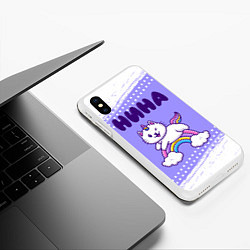 Чехол iPhone XS Max матовый Нина кошка единорожка, цвет: 3D-белый — фото 2