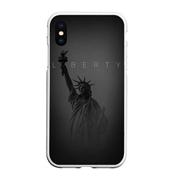 Чехол iPhone XS Max матовый LIBERTY - СТАТУЯ СВОБОДЫ, цвет: 3D-белый