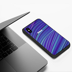 Чехол iPhone XS Max матовый Абстрактные волны Wave - синие, цвет: 3D-черный — фото 2