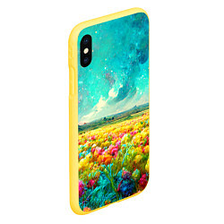 Чехол iPhone XS Max матовый Бесконечное поле цветов, цвет: 3D-желтый — фото 2