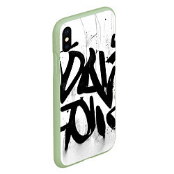 Чехол iPhone XS Max матовый Крупные граффити надписи, цвет: 3D-салатовый — фото 2
