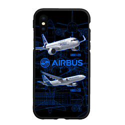 Чехол iPhone XS Max матовый Airbus A320, цвет: 3D-черный