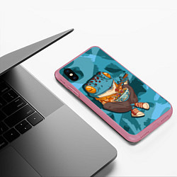 Чехол iPhone XS Max матовый Бизнес-ланч лягухи, цвет: 3D-малиновый — фото 2