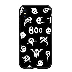 Чехол iPhone XS Max матовый Приведение Boo Хэллоуин, цвет: 3D-черный