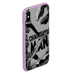 Чехол iPhone XS Max матовый Chainsaw man comix, цвет: 3D-сиреневый — фото 2