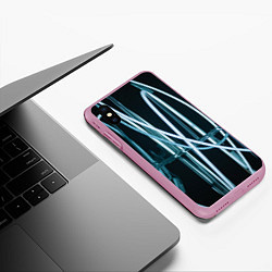 Чехол iPhone XS Max матовый Неоновые белые фонари во тьме, цвет: 3D-розовый — фото 2