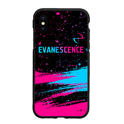 Чехол iPhone XS Max матовый Evanescence - neon gradient: символ сверху, цвет: 3D-черный