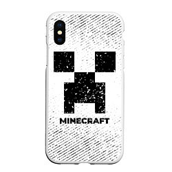 Чехол iPhone XS Max матовый Minecraft с потертостями на светлом фоне, цвет: 3D-белый