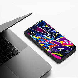 Чехол iPhone XS Max матовый Крутое экспрессивное граффити, цвет: 3D-черный — фото 2