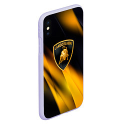 Чехол iPhone XS Max матовый Lamborghini - Жёлто-чёрный абстракция, цвет: 3D-светло-сиреневый — фото 2