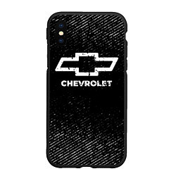 Чехол iPhone XS Max матовый Chevrolet с потертостями на темном фоне, цвет: 3D-черный