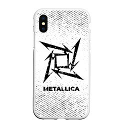 Чехол iPhone XS Max матовый Metallica с потертостями на светлом фоне, цвет: 3D-белый