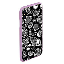 Чехол iPhone XS Max матовый Паттерн из морских ракушек, цвет: 3D-сиреневый — фото 2