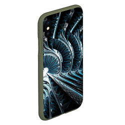 Чехол iPhone XS Max матовый Кибернетический абстрактный тоннель, цвет: 3D-темно-зеленый — фото 2