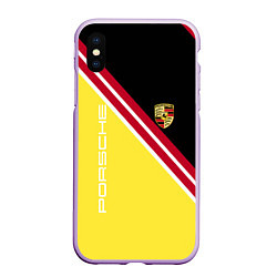 Чехол iPhone XS Max матовый Porsche - полосы, цвет: 3D-сиреневый