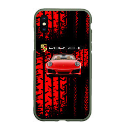 Чехол iPhone XS Max матовый Porsche - авто, цвет: 3D-темно-зеленый