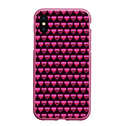 Чехол iPhone XS Max матовый Poppy Playtime - Kissy Missy Pattern - Huggy Wuggy, цвет: 3D-малиновый