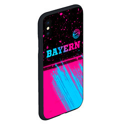 Чехол iPhone XS Max матовый Bayern - neon gradient: символ сверху, цвет: 3D-черный — фото 2