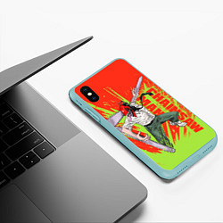 Чехол iPhone XS Max матовый Человек-бензопила : Дэндзи резня, цвет: 3D-мятный — фото 2