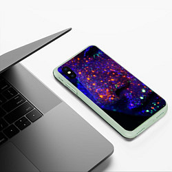 Чехол iPhone XS Max матовый Силуэт лица из мазков красок, цвет: 3D-салатовый — фото 2