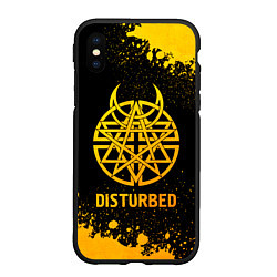 Чехол iPhone XS Max матовый Disturbed - gold gradient, цвет: 3D-черный