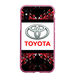 Чехол iPhone XS Max матовый Toyota - абстракция - лого, цвет: 3D-малиновый