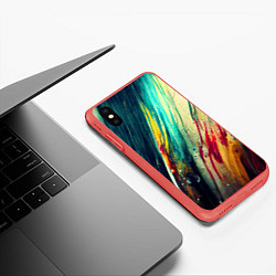 Чехол iPhone XS Max матовый Темные и яркие потеки краски, цвет: 3D-красный — фото 2