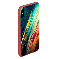 Чехол iPhone XS Max матовый Темные и яркие потеки краски, цвет: 3D-красный — фото 2