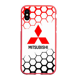 Чехол iPhone XS Max матовый Mitsubishi - логотип, цвет: 3D-красный